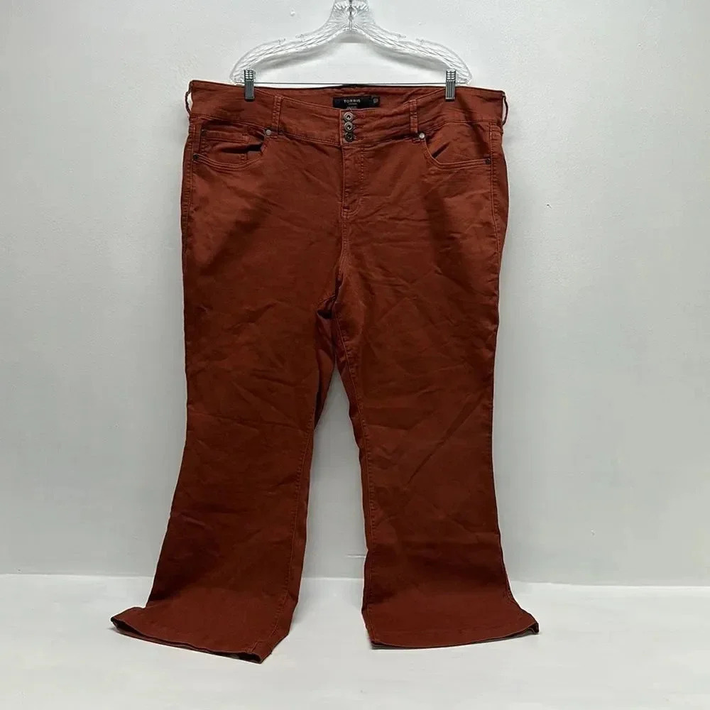 Torrid Flared Jegging Legging Denim Pant Oxblood Wash Red Plus Size 26 Short 26S
